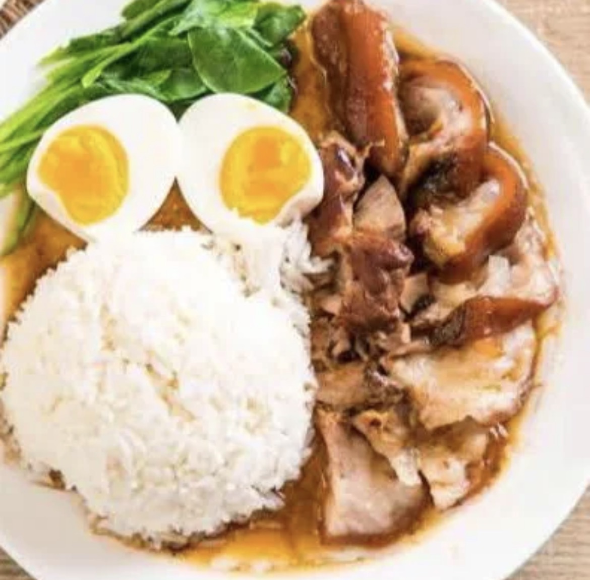 Pork leg rice with egg
