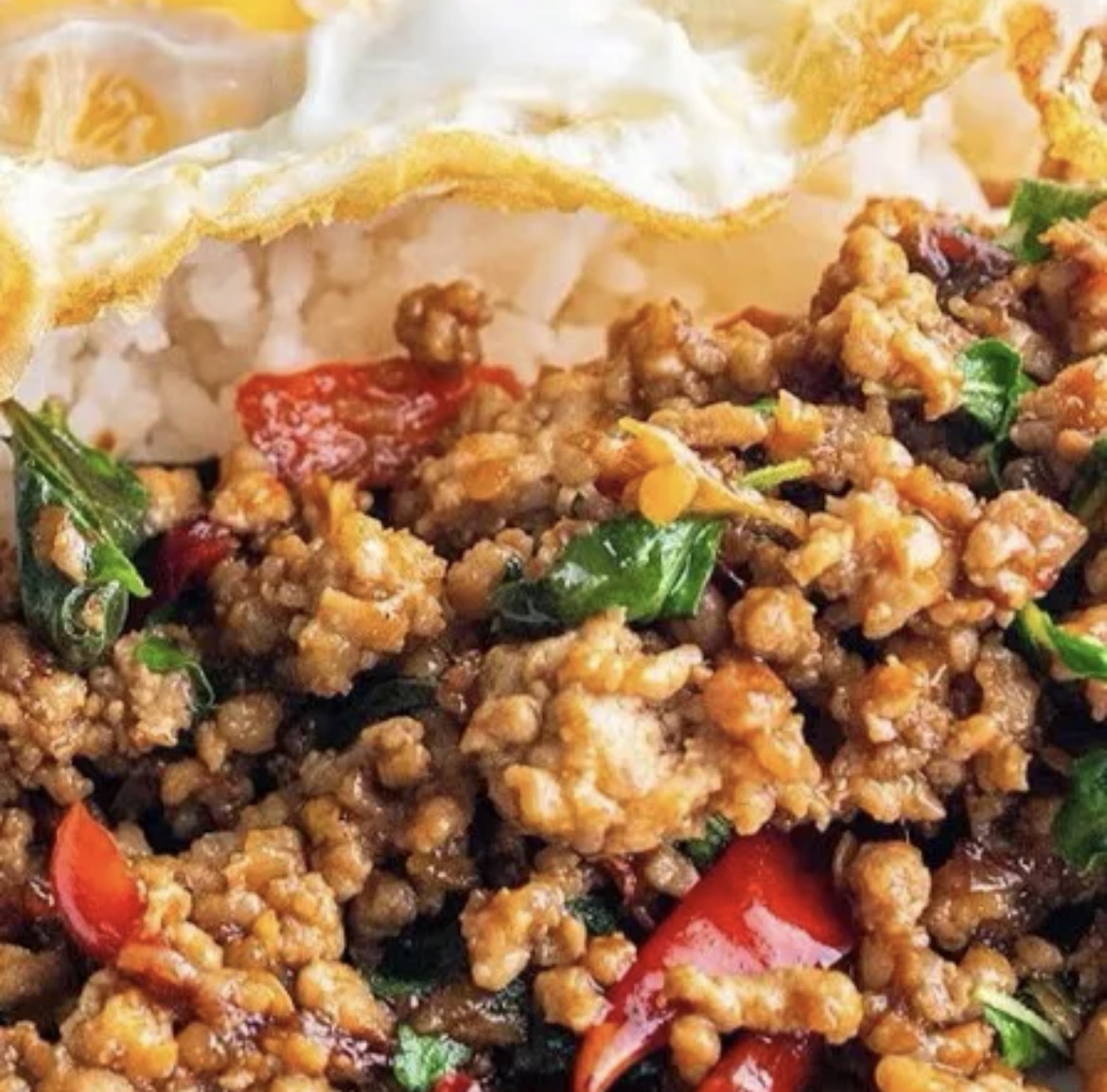 Basil stir-fry with rice